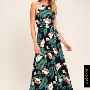 Lulus temptation island navy blue floral maxi